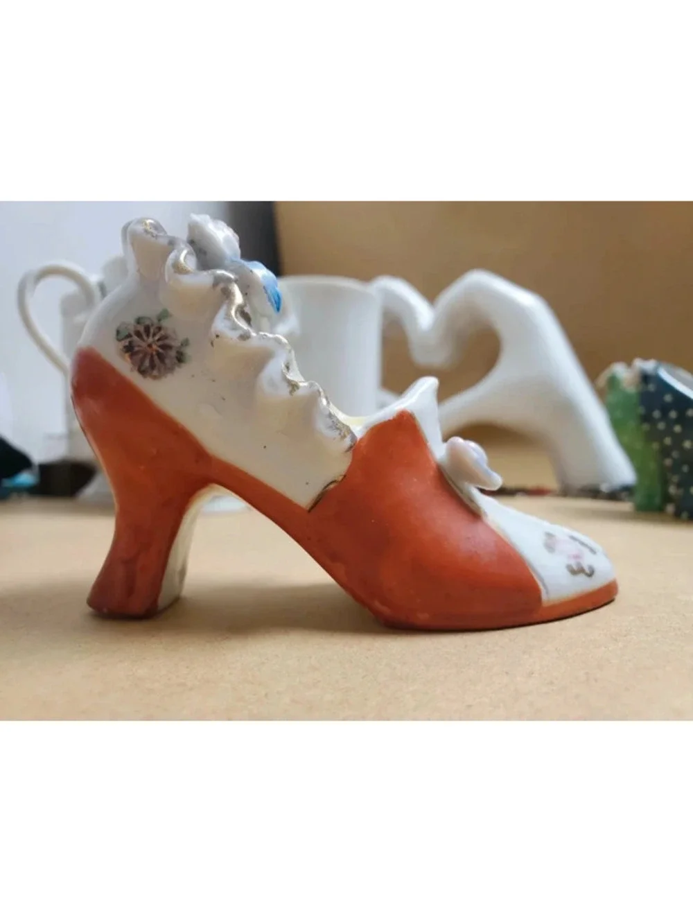 Vintage Miniature Porcelain High-Heel Shoe Figurine